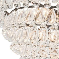 Luxury Glam Tiered Crystal Raindrop Round Chandelier
