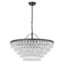 Luxury Glam Tiered Crystal Raindrop Round Chandelier