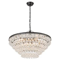 Luxury Glam Tiered Crystal Raindrop Round Chandelier