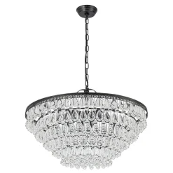 Luxury Glam Tiered Crystal Raindrop Round Chandelier