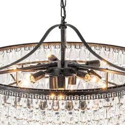 Luxury Glam Tiered Crystal Raindrop Round Chandelier
