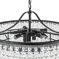 Luxury Glam Tiered Crystal Raindrop Round Chandelier