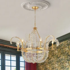Luxury Gold Foiled Chic Antique Crystal Floral Chandelier