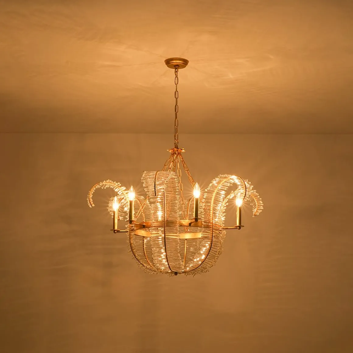 Luxury Gold Foiled Chic Antique Crystal Floral Chandelier