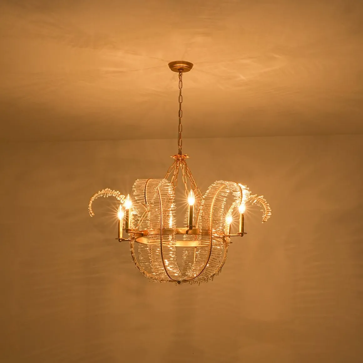 Luxury Gold Foiled Chic Antique Crystal Floral Chandelier