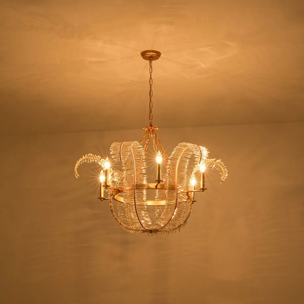 Luxury Gold Foiled Chic Antique Crystal Floral Chandelier