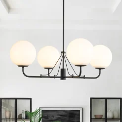 Luxury 4-Light Shine Opal Glass Globe Sputnik Chandelier