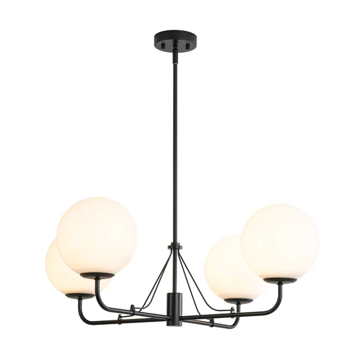 Luxury 4-Light Shine Opal Glass Globe Sputnik Chandelier