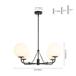 Luxury 4-Light Shine Opal Glass Globe Sputnik Chandelier
