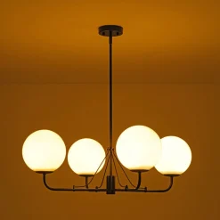 Luxury 4-Light Shine Opal Glass Globe Sputnik Chandelier
