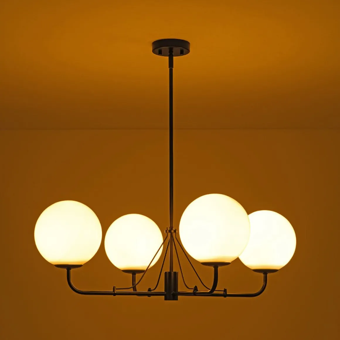 Luxury 4-Light Shine Opal Glass Globe Sputnik Chandelier