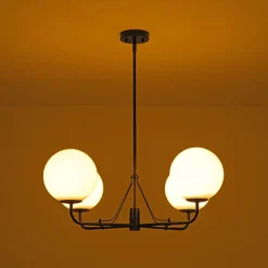 Luxury 4-Light Shine Opal Glass Globe Sputnik Chandelier