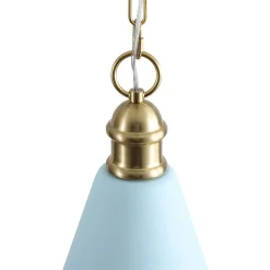 Macaron Brass Baby Blue 1-Light Iron Conical Kitchen Pendant