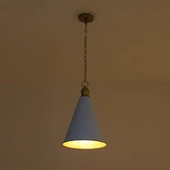 Macaron Brass Baby Blue 1-Light Iron Conical Kitchen Pendant