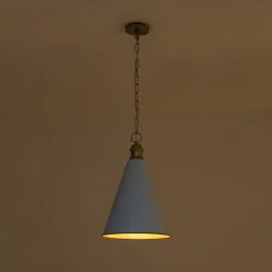 Macaron Brass Baby Blue 1-Light Iron Conical Kitchen Pendant