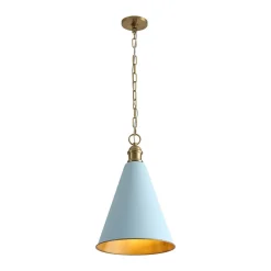 Macaron Brass Baby Blue 1-Light Iron Conical Kitchen Pendant
