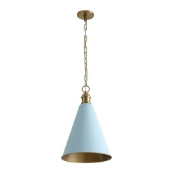 Macaron Brass Baby Blue 1-Light Iron Conical Kitchen Pendant