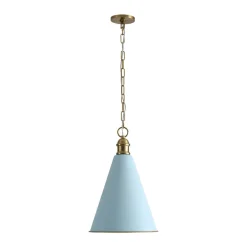 Macaron Brass Baby Blue 1-Light Iron Conical Kitchen Pendant