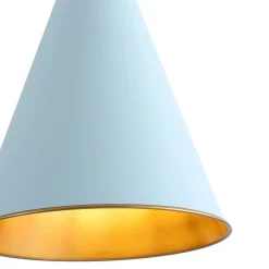 Macaron Brass Baby Blue 1-Light Iron Conical Kitchen Pendant