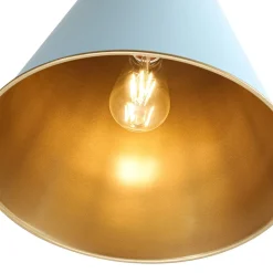 Macaron Brass Baby Blue 1-Light Iron Conical Kitchen Pendant