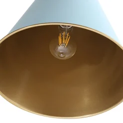 Macaron Brass Baby Blue 1-Light Iron Conical Kitchen Pendant