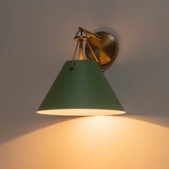 Macaron Brass Green 1-Light Iron Conical Wall Sconce