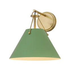 Macaron Brass Green 1-Light Iron Conical Wall Sconce