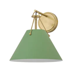 Macaron Brass Green 1-Light Iron Conical Wall Sconce