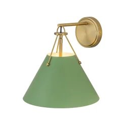 Macaron Brass Green 1-Light Iron Conical Wall Sconce