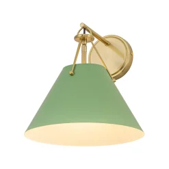 Macaron Brass Green 1-Light Iron Conical Wall Sconce