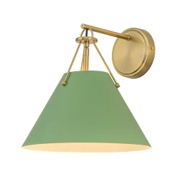 Macaron Brass Green 1-Light Iron Conical Wall Sconce