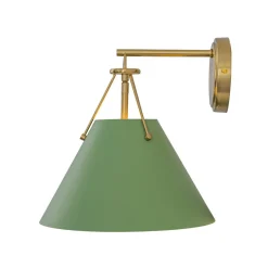 Macaron Brass Green 1-Light Iron Conical Wall Sconce