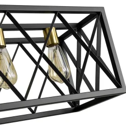 Matte Black 5-Light Cross Framed Box Kitchen Island Chandelier