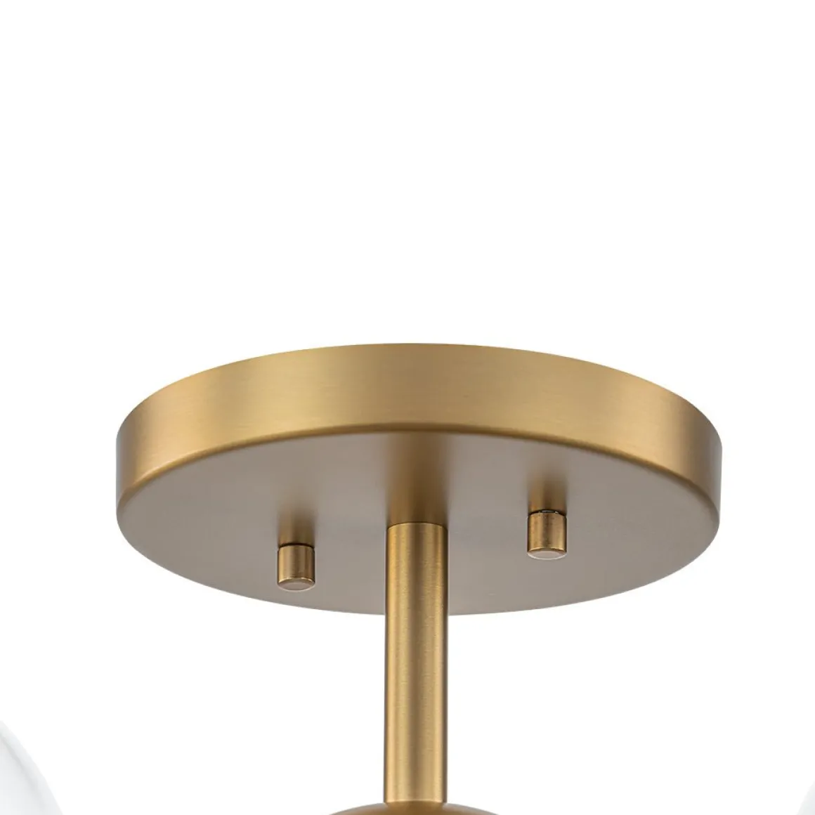 Mid-Century Brass Glass Bubble Tiered Semi Flush Chandelier