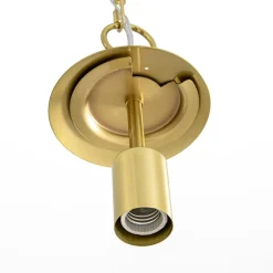 Mid-Century Brass 1-light Clear Reeded Glass Globe Pendant