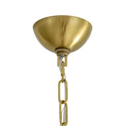 Mid-Century Brass 1-light Clear Reeded Glass Globe Pendant