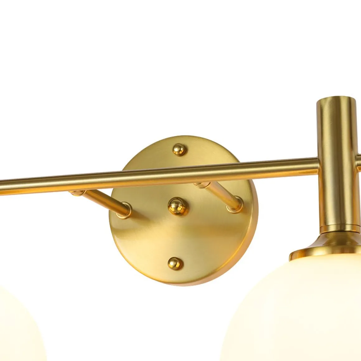 Mid-Century Brass 4-Light Glass Globe Vanity Sconce