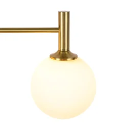Mid-Century Brass 4-Light Glass Globe Vanity Sconce