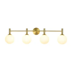 Mid-Century Brass 4-Light Glass Globe Vanity Sconce