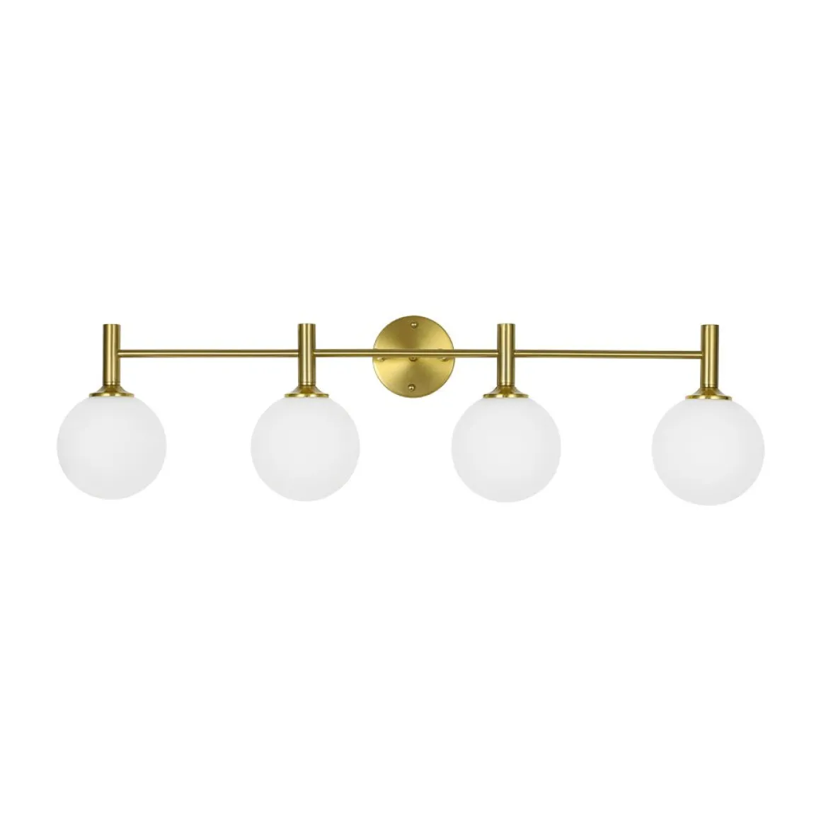 Mid-Century Brass 4-Light Glass Globe Vanity Sconce