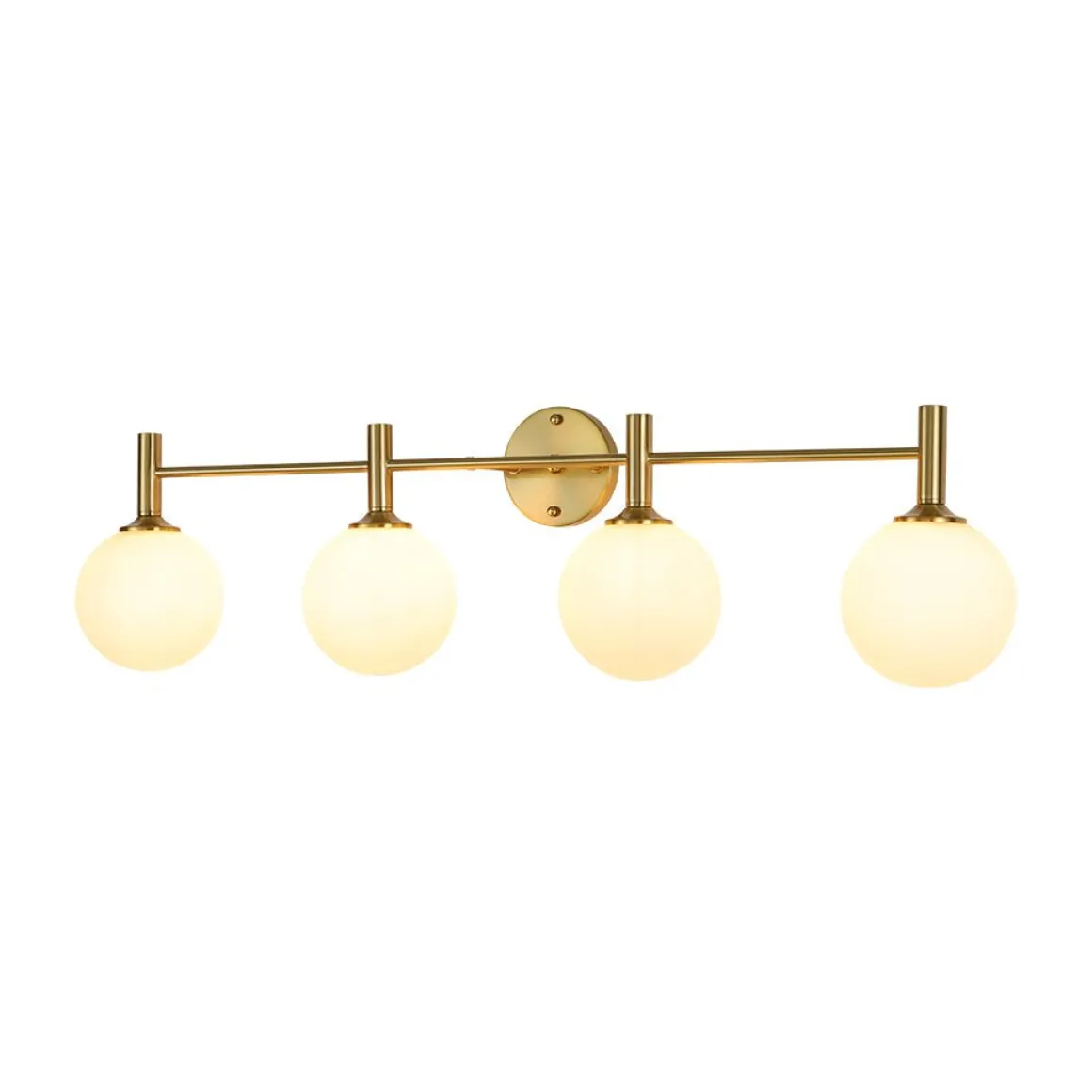 Mid-Century Brass 4-Light Glass Globe Vanity Sconce