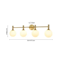 Mid-Century Brass 4-Light Glass Globe Vanity Sconce