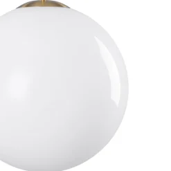 Mid-Century Brass 1-light Shine Opal Glass Globe Pendant