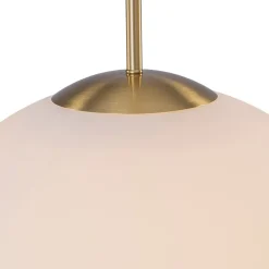 Mid-Century Brass 1-light Shine Opal Glass Globe Pendant