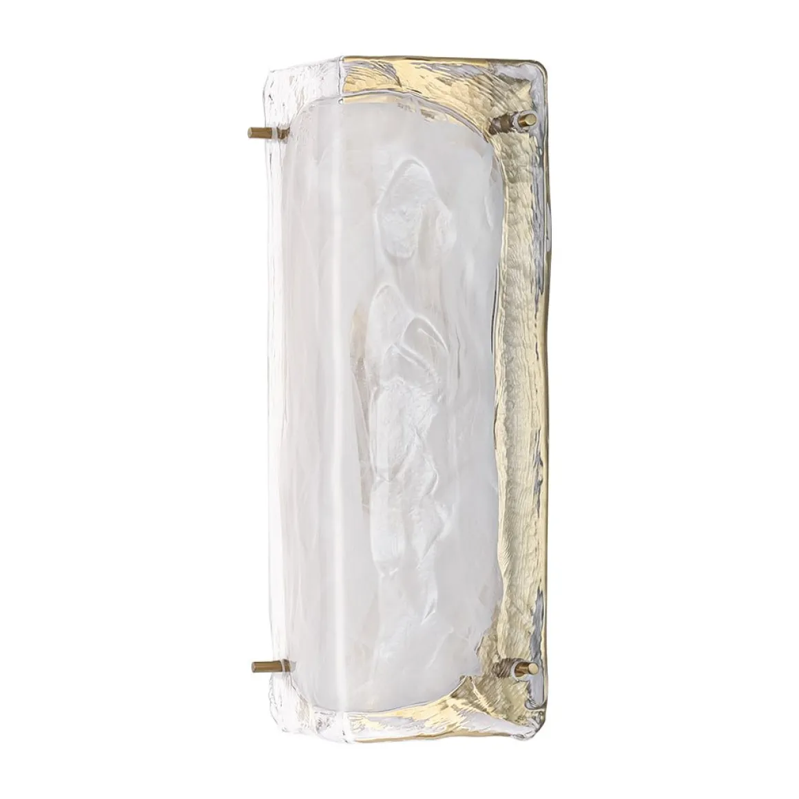 Mid-Century Brass White Glazed Glass Linear Wall Sconce
