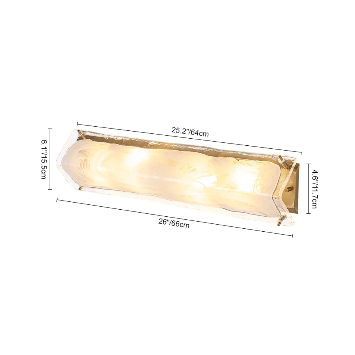 Mid-Century Brass White Glazed Glass Linear Wall Sconce