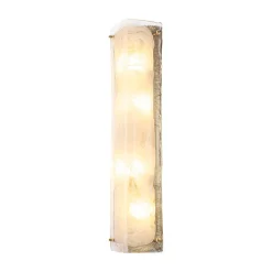 Mid-Century Brass White Glazed Glass Linear Wall Sconce