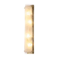 Mid-Century Brass White Glazed Glass Linear Wall Sconce