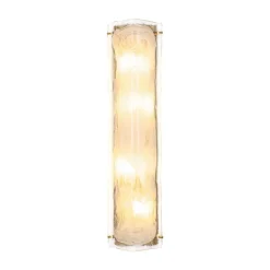 Mid-Century Brass White Glazed Glass Linear Wall Sconce