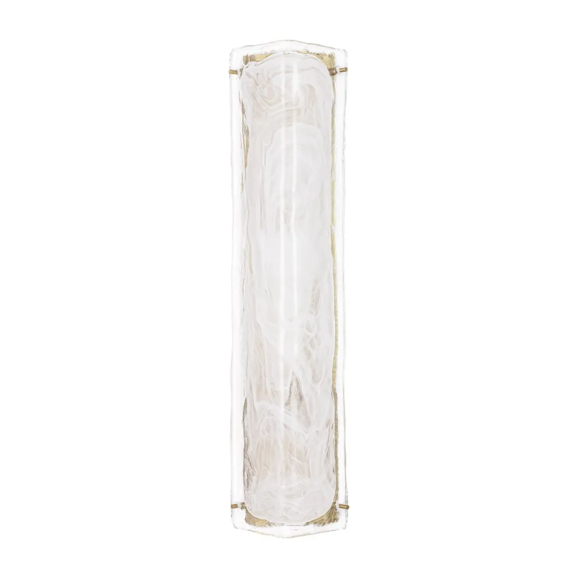 Mid-Century Brass White Glazed Glass Linear Wall Sconce